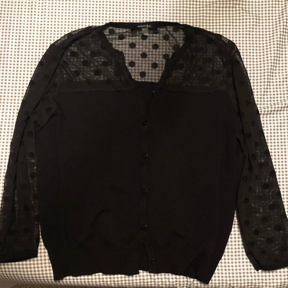 Sheer polka dot august silk short cardigan